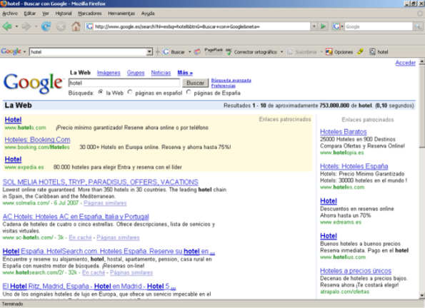 Busqueda de hotel en Google