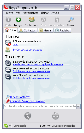 Mensajeria instantanea y telefonia IP con Skype