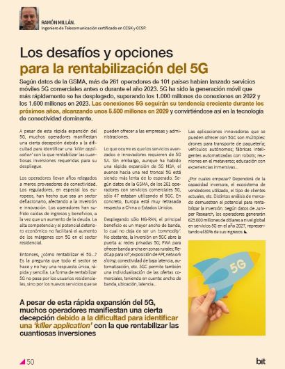Los desafíos y opciones para la rentabilización del 5G