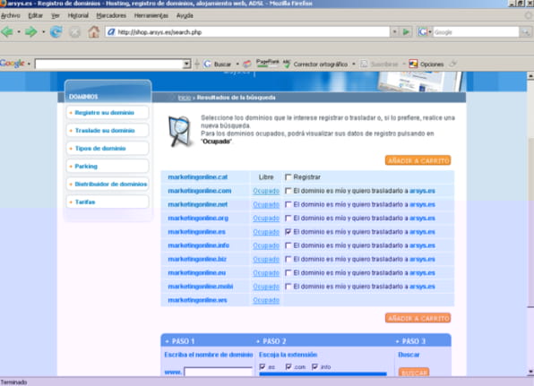 Comprobación y registro de dominio