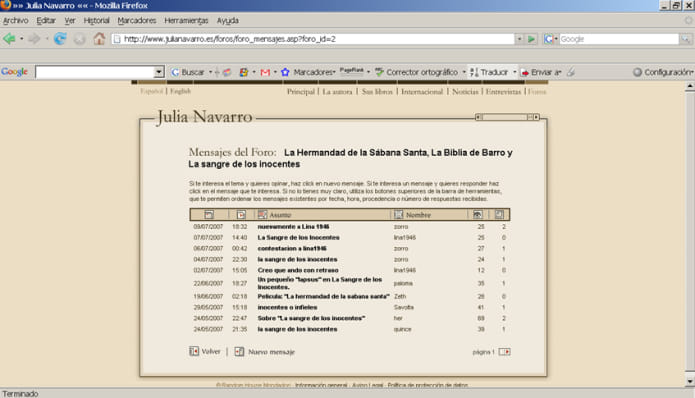 Foro del sitio Web de Julia Navarro