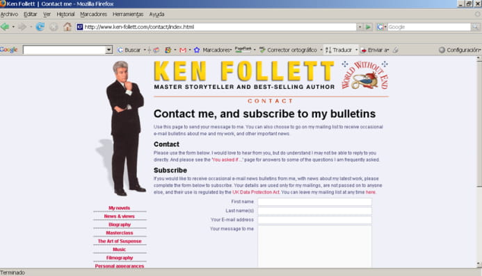 Subscripci&oacute;n al bolet&iacute;n de noticias de Ken Follet
