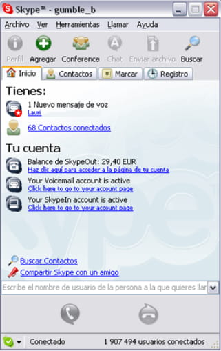 Mensajer&iacute;a instant&aacute;nea, telefon&iacute;a y videoconferencia IP con Skype