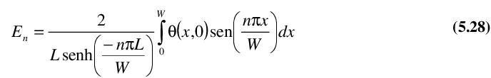 Ecuaci&oacute;n 5.28: coeficientes de la serie senoidal de Fourier
